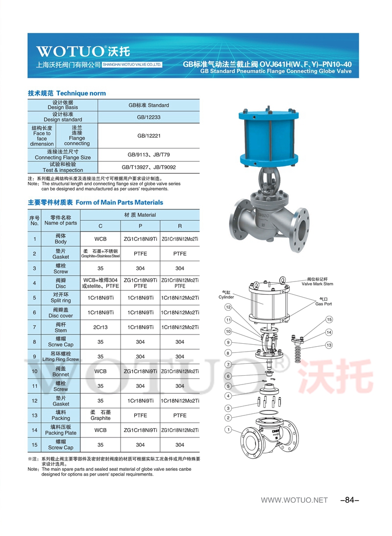 气动法兰截止阀